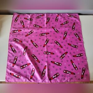 Sourpuss Rosie Hair Scarf In Pink Lipstick Print, VGUC